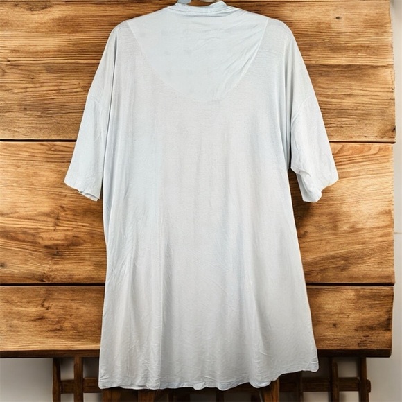 VTG Cypress Light Blue VNeck Nighty Sleep Dress with Pocket OS 100% Cotton - Picture 2 of 7